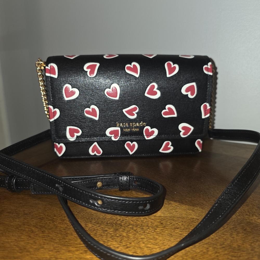 Kate Spade Black and Red Heart Crossbody Bag